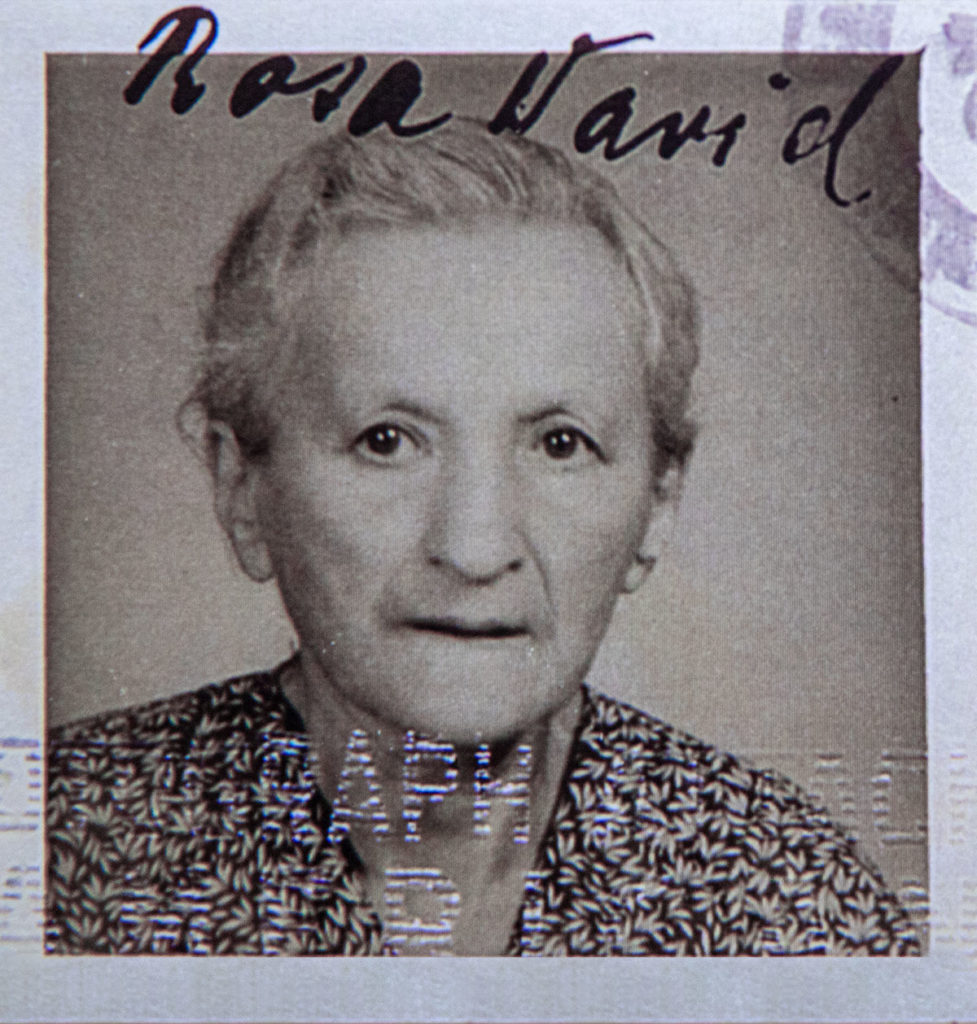 Travel permit photo of Rosa David, 1947.