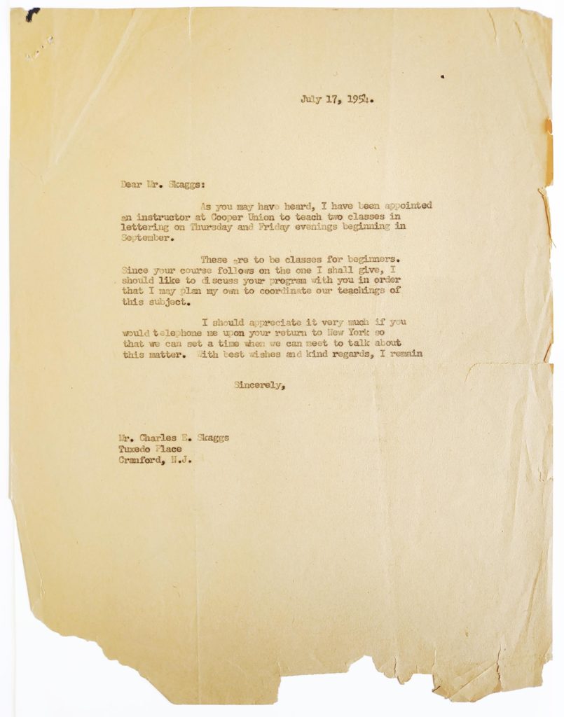 Copy of a letter to Charles Skaggs