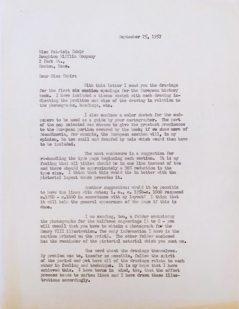 Letter from Ismar David to Patricia Cahir