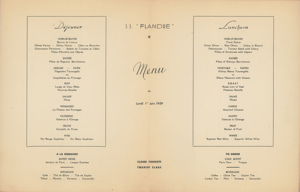 S.S. Flandre menu