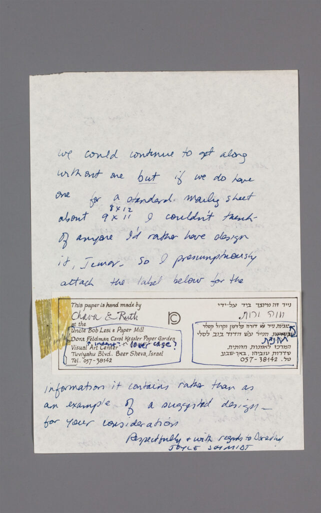 Letter from Joyce Schmidt