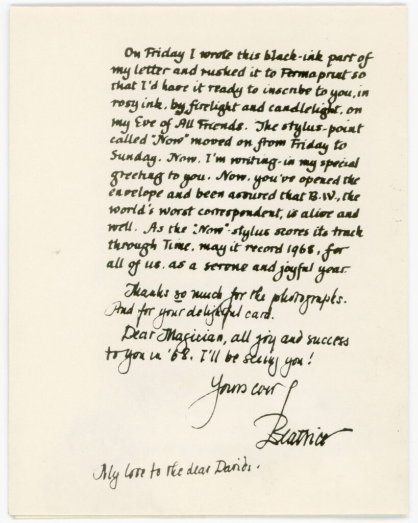 Card from Beatrice Warde