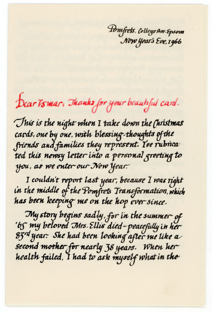 Card from Beatrice Warde