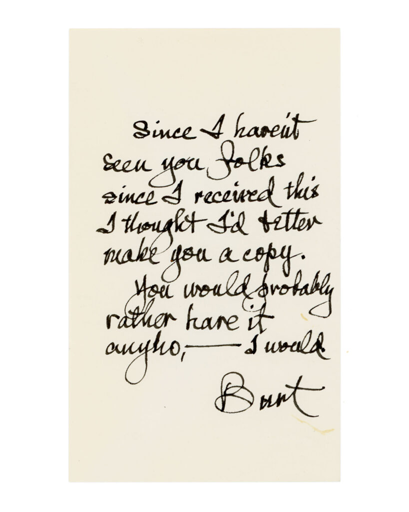 Note from A. Burton Carnes