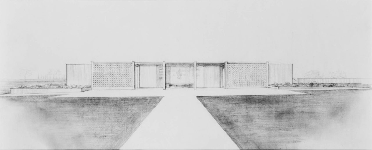 Sketch for exterior of mausoleum complex