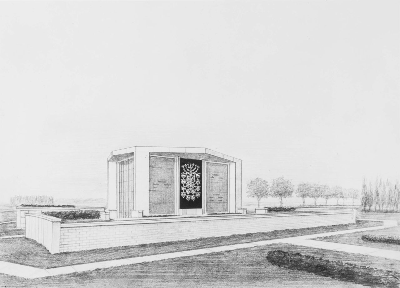 Sketch for exterior of mausoleum complex