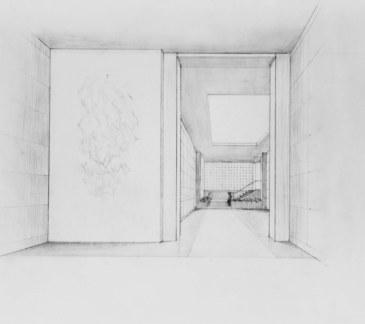 Sketch for the interior of a mausoleum complex