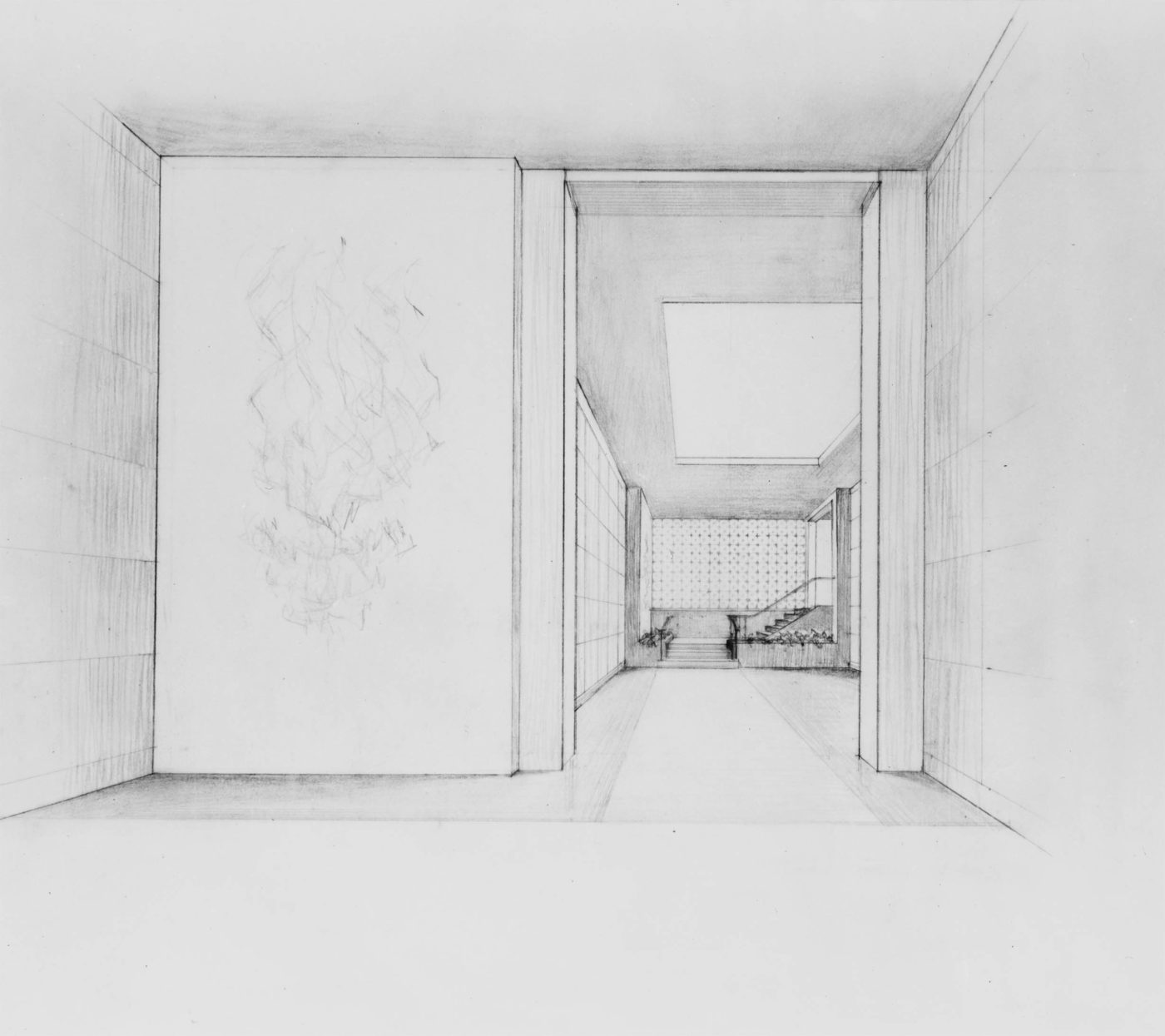Sketch for the interior of a mausoleum complex