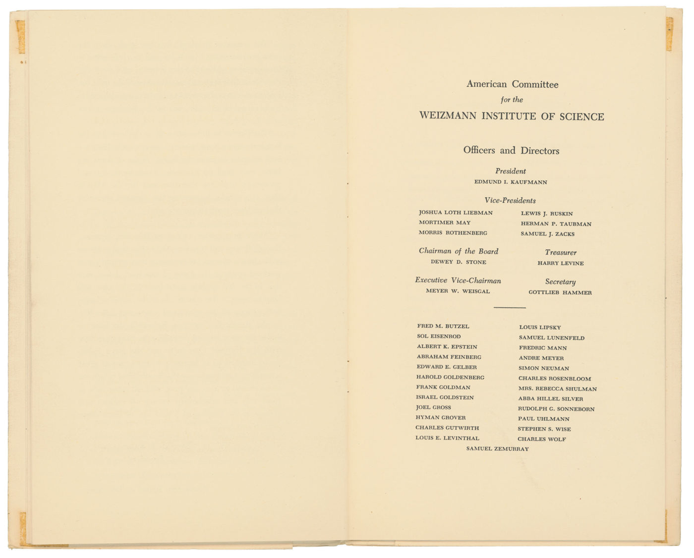 Weizmann Dinner Program