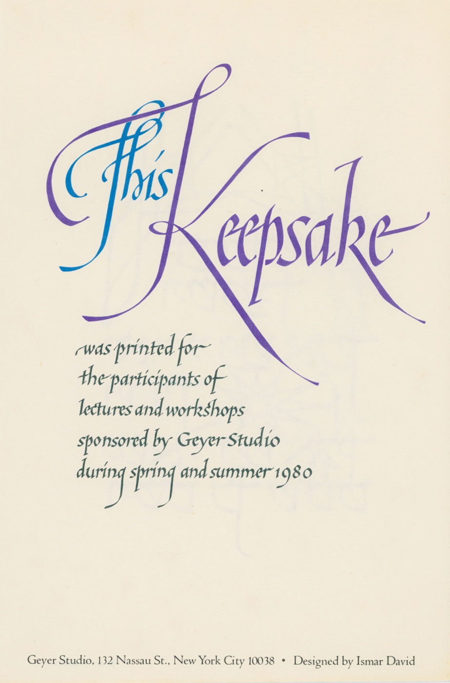 Geyer Studio keepsake
